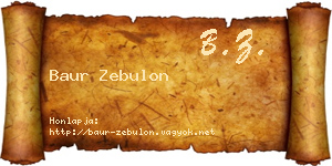 Baur Zebulon névjegykártya